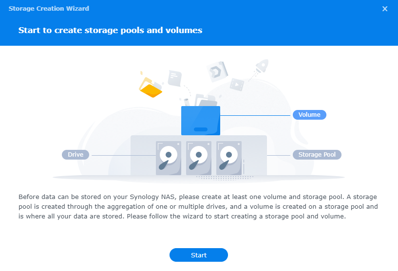 Storage Creation Wizard: Start