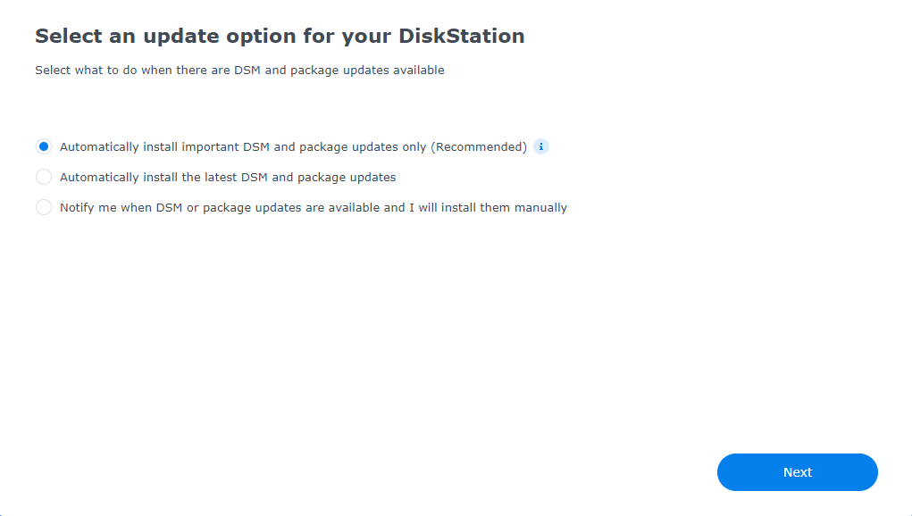 DSM Configuration: Configure auto-updates