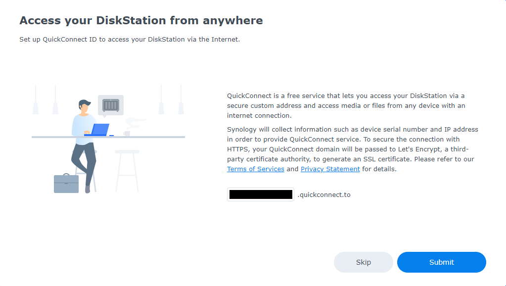 DSM Configuration: Setup QuickConnect ID