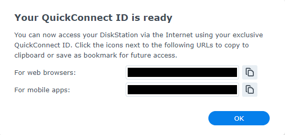 DSM Configuration: QuickConnect ID Ready