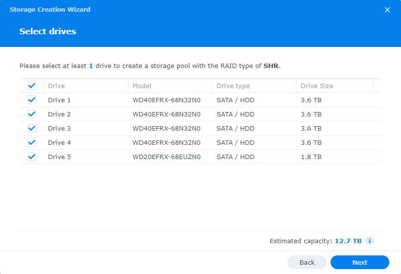 Drive selection for storage pool